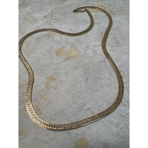 Vintage 30" Gold Tone Snake Chain Necklace With Clasp Closure Unisex - Picture 2 of 8